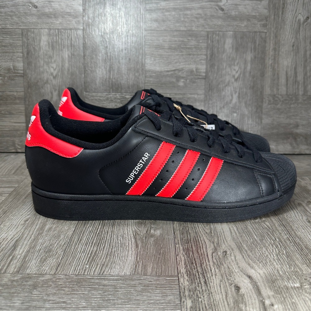 Adidas Superstar II Sneaker Men 12 Black Red Shell Toe Classic JQ3176 NEW